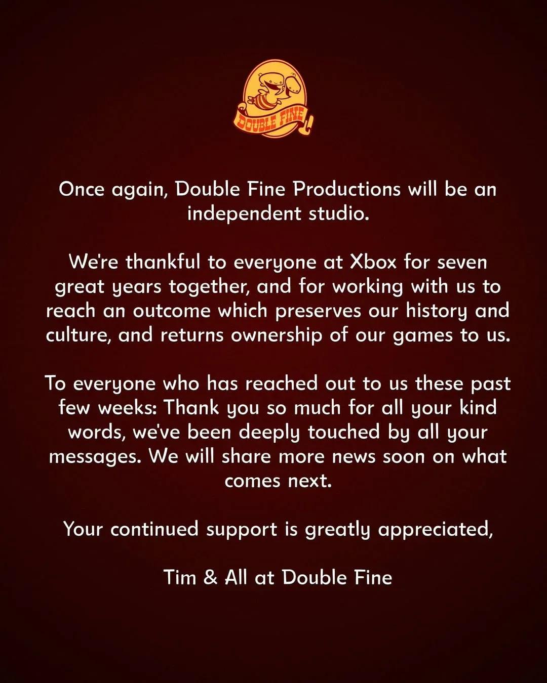 Double Fine 및 Compulsion Games, IP 유지하며 Xbox에서 독립 image