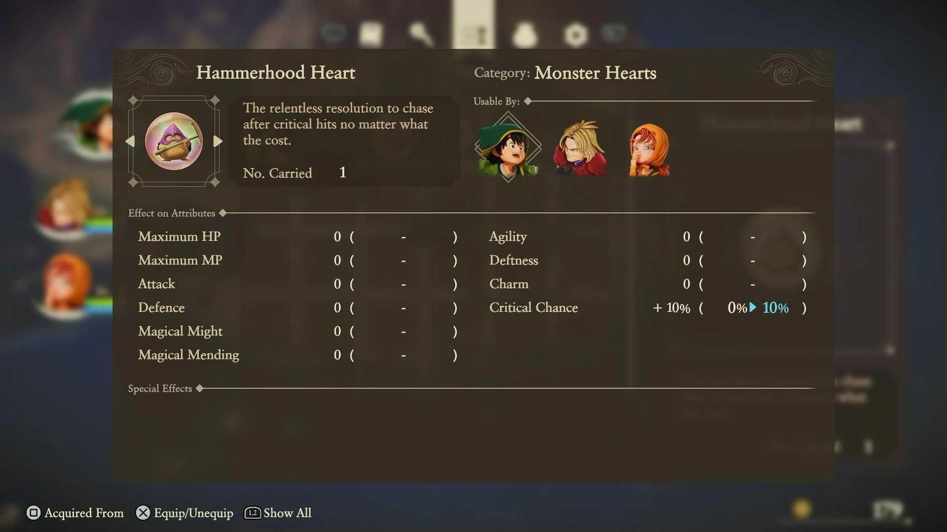 怪物之心裝備介面