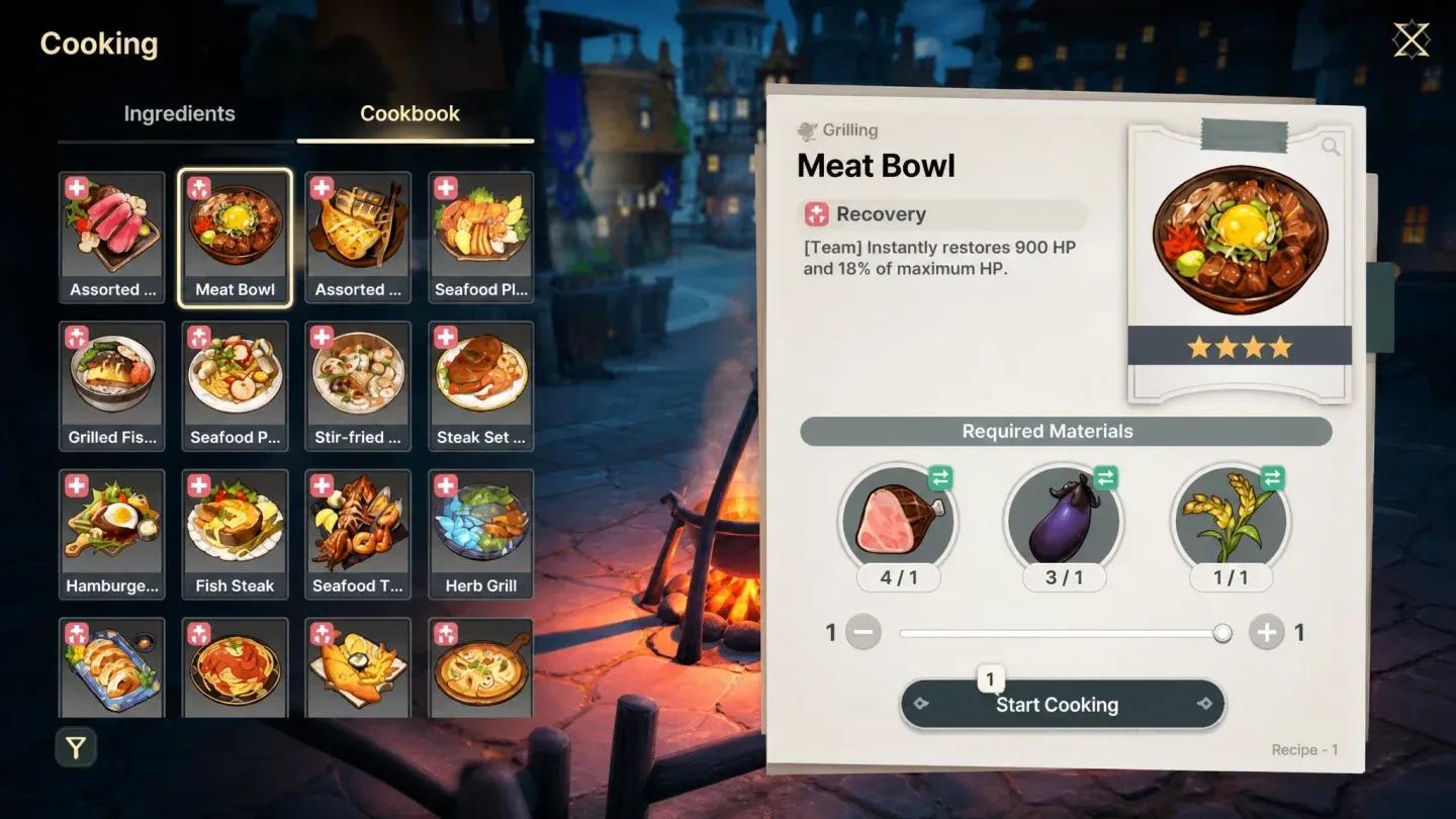 5-star dish ingredient selection