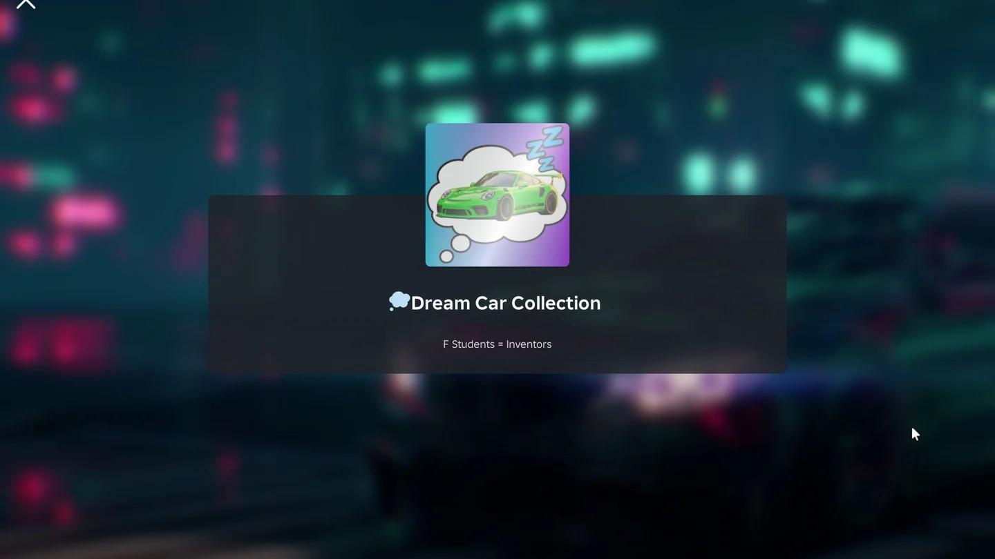 Dream Car Collection codes entry field in the Store menu