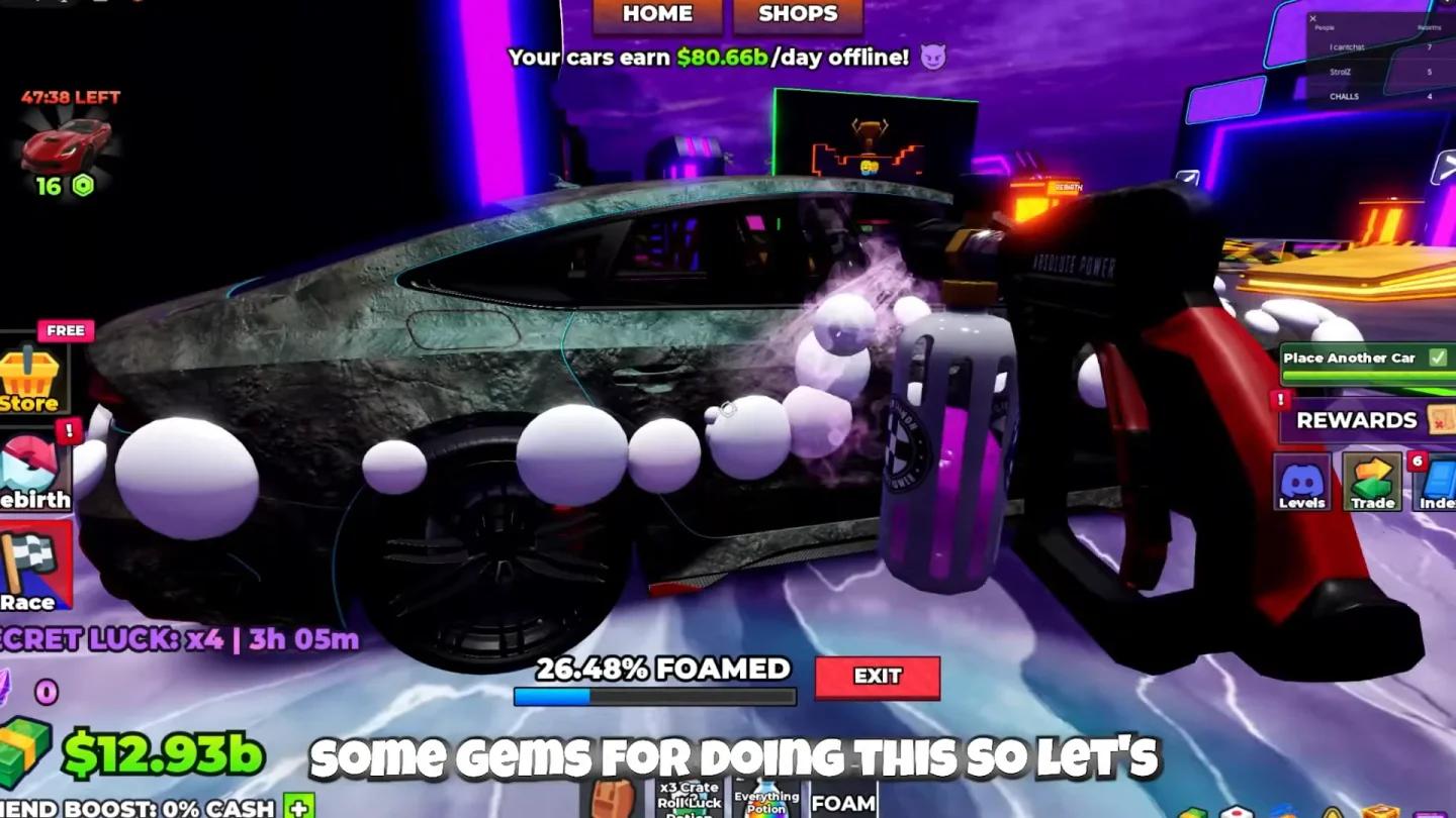 Dream Car Collection Gem Shop showing potion and car pack options