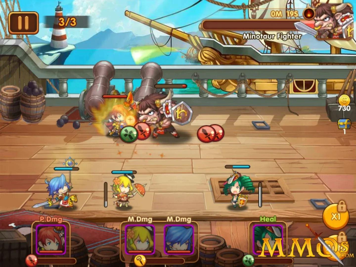 Combate contra jefe en Dungeon Heroes