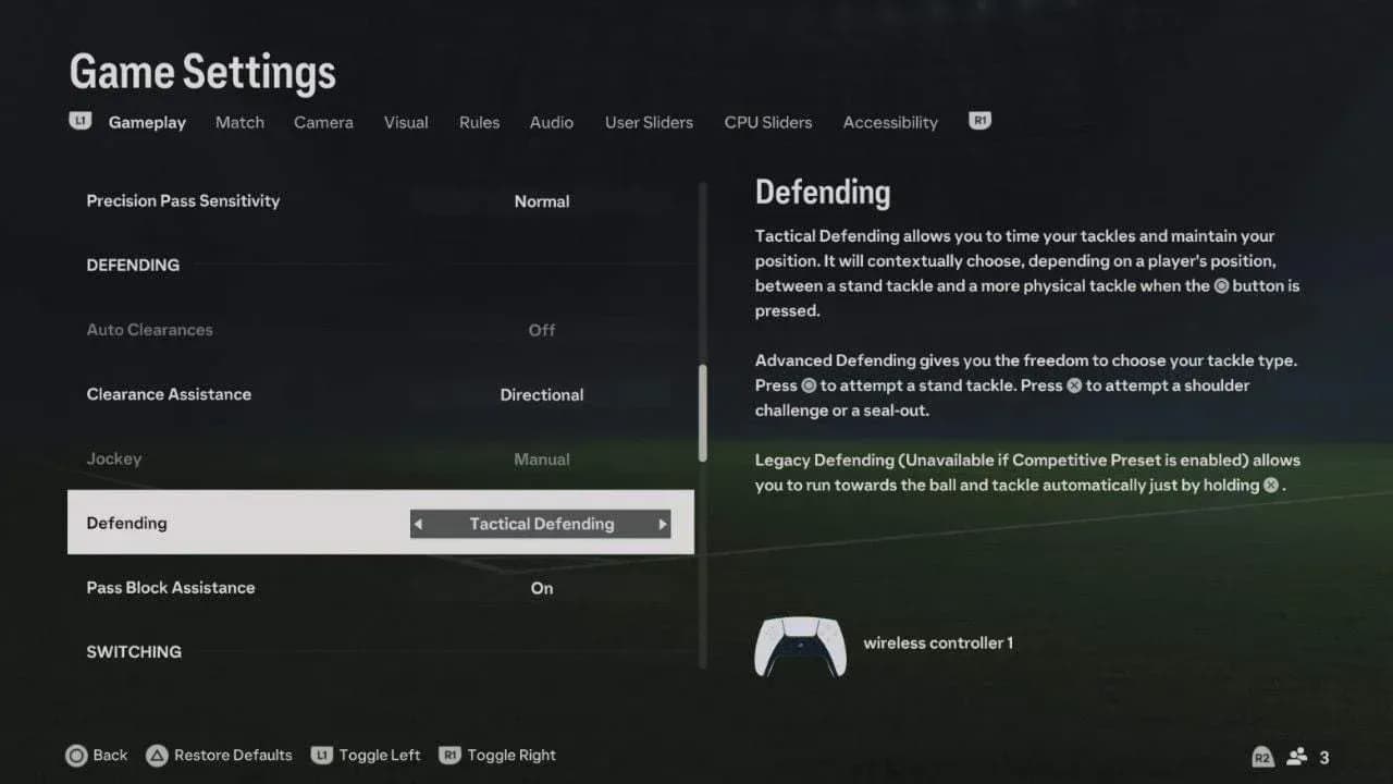 Custom uploaded: ea fc 27 defending tactical settings menu screen.jpg