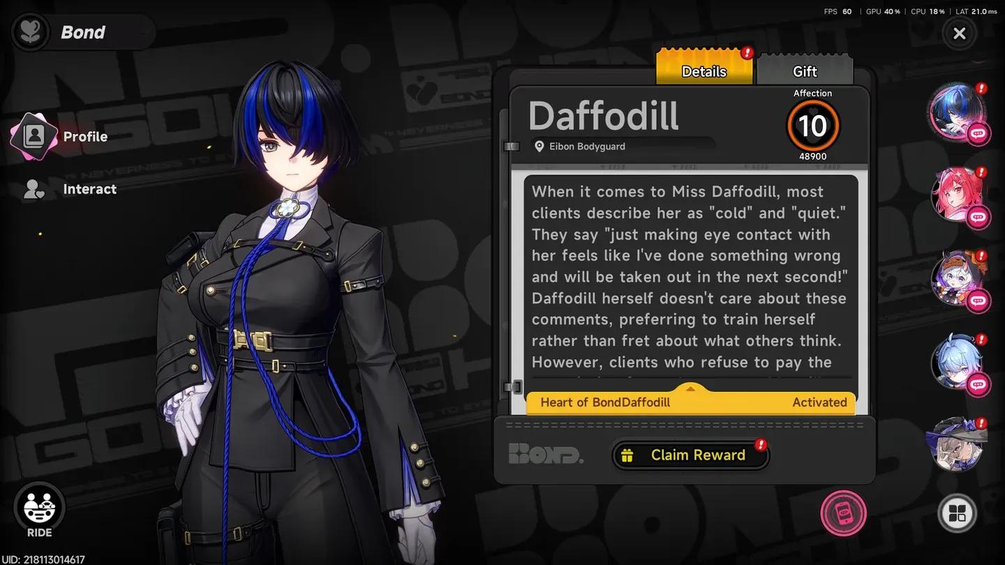 Daffodill's character profile