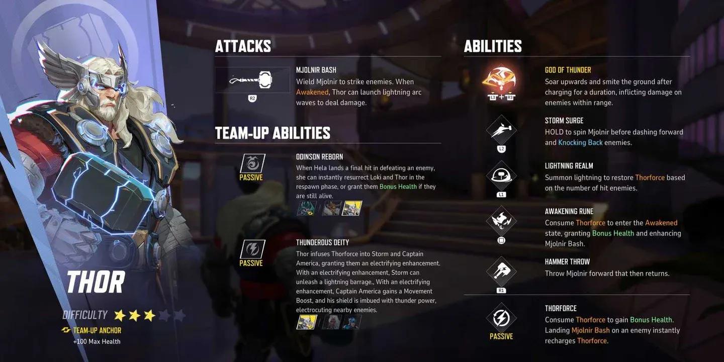 Thor hero select screen