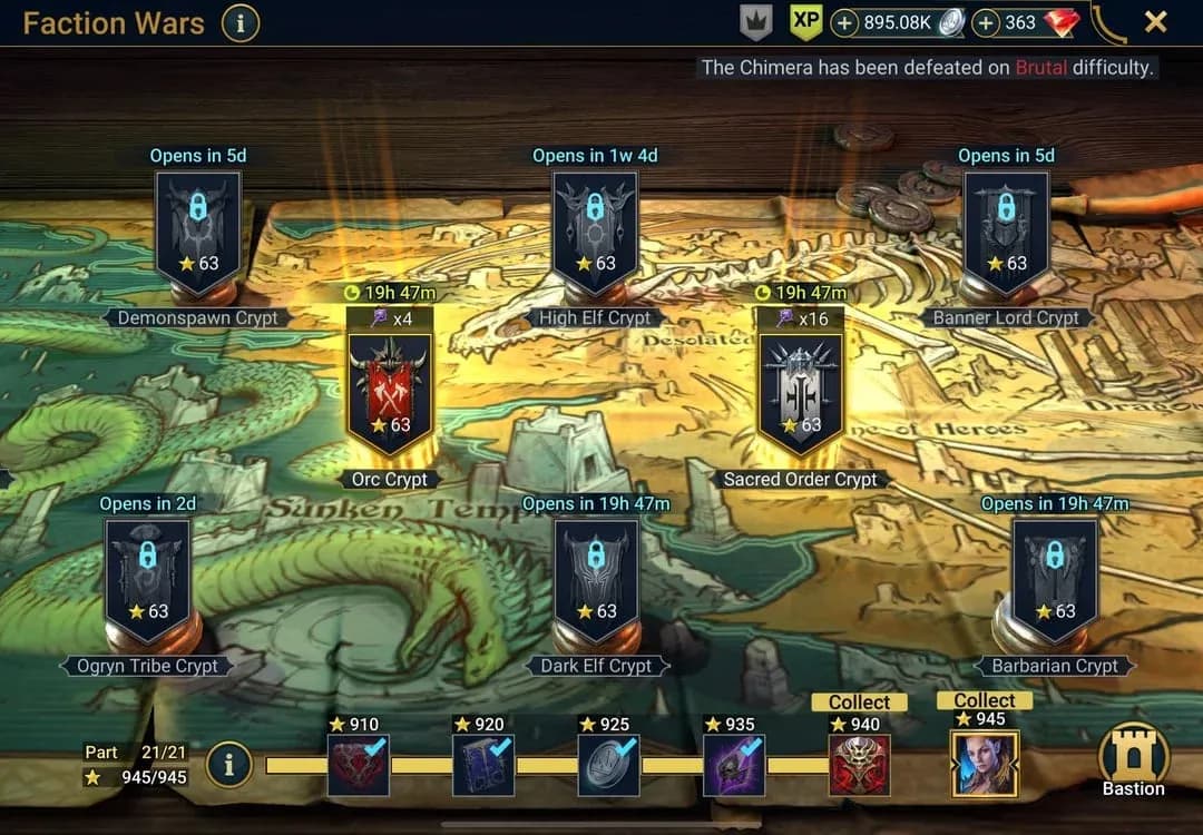 Faction Wars stage select screen
