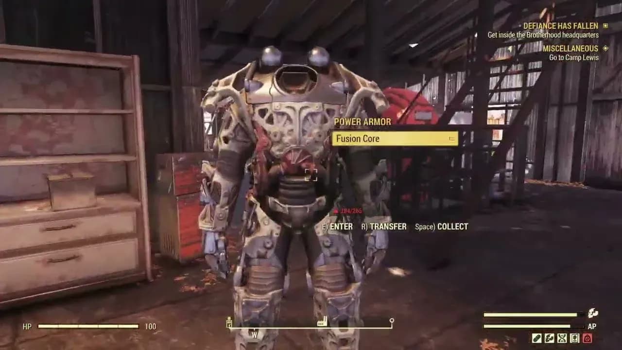 Armor repair workbench screen