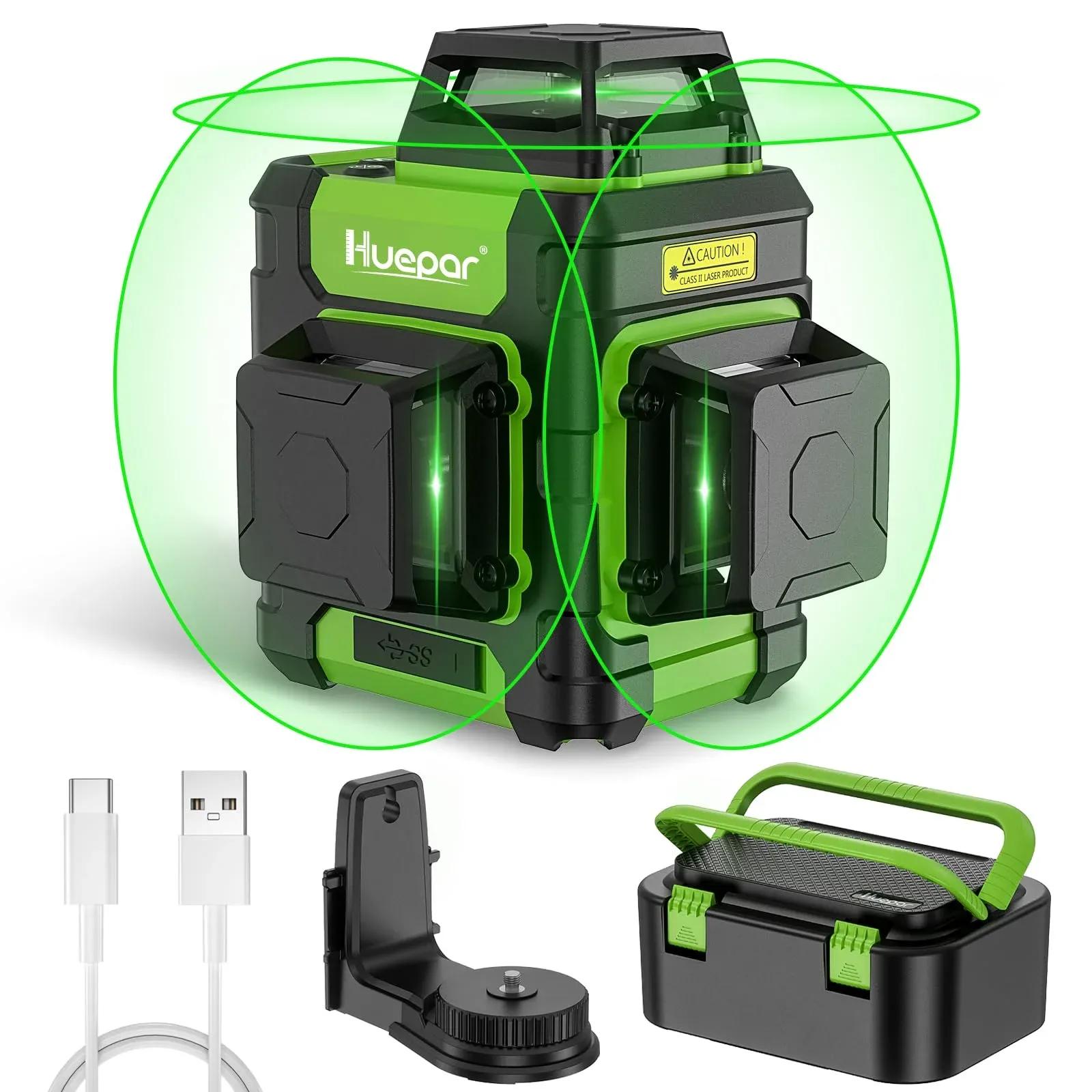 Huepar Laser Level 360 Self Leveling, Rechargeable Green Laser 3x360° Cross  Line Lazer Leveler 3D Level Laser Tool for Construction and Picture Hanging,  Strong Magnetic Bracket&Hard Carry Case -HM03CG - Amazon.com