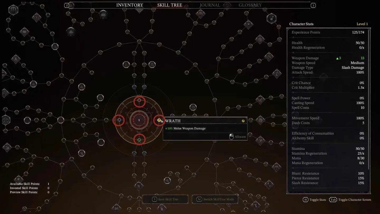 Skill tree: survive first, damage second