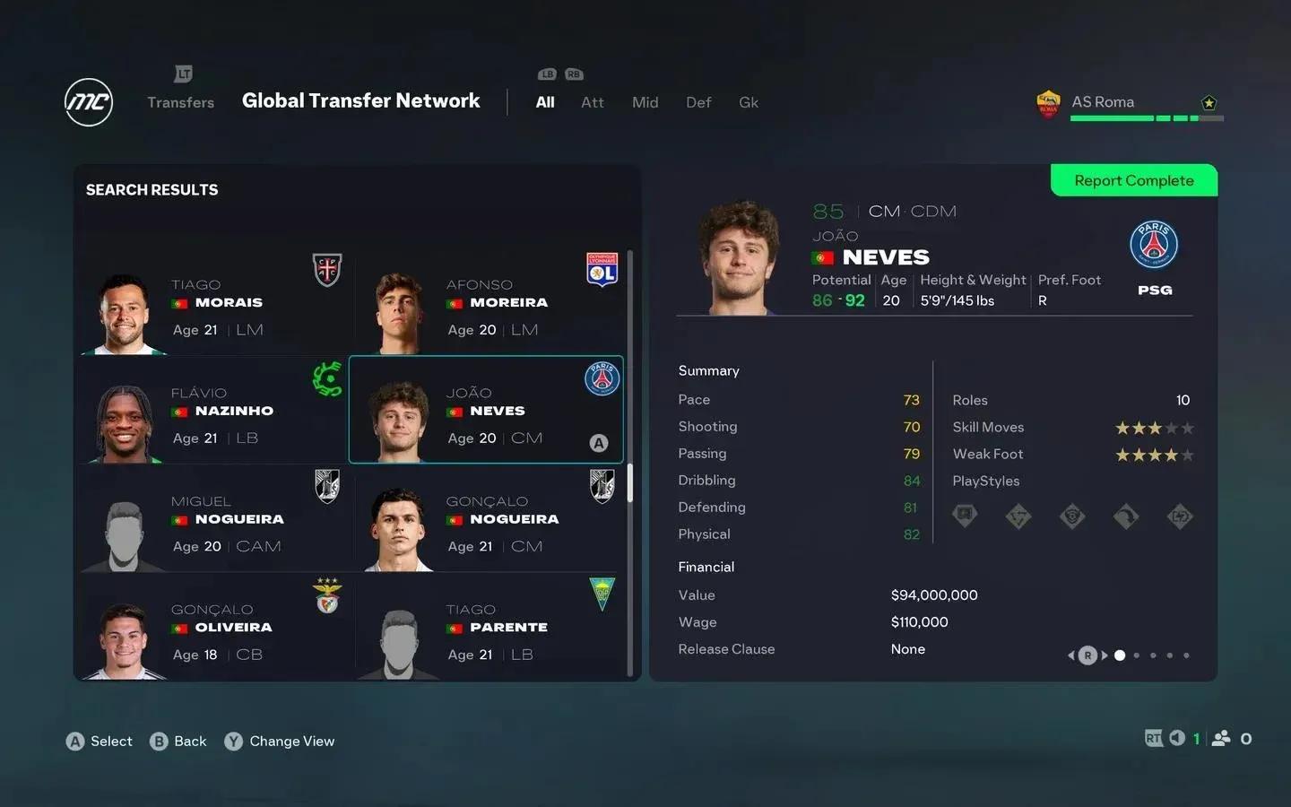 Messi TOTS post-evolution stats