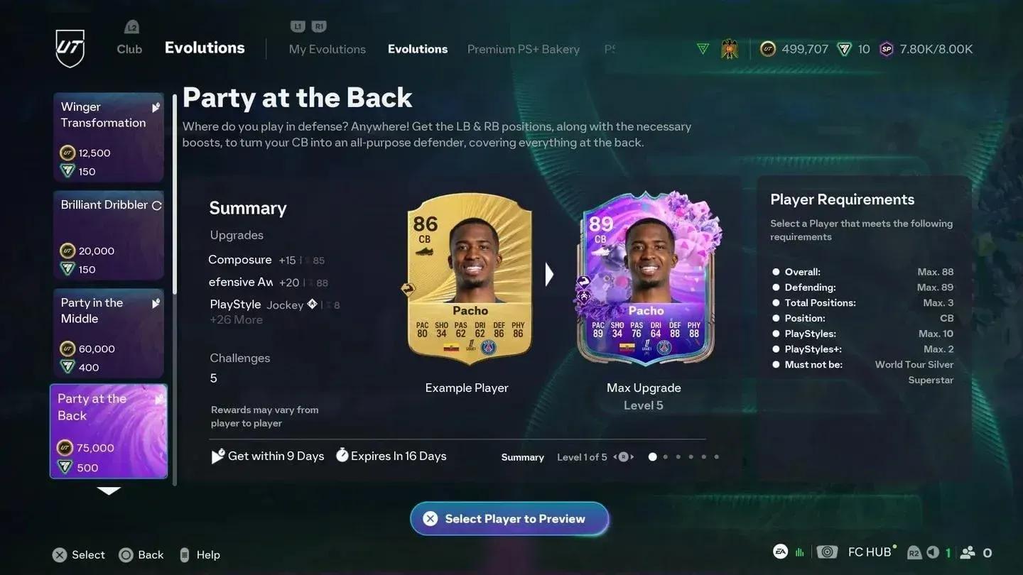 Evolution eligibility check