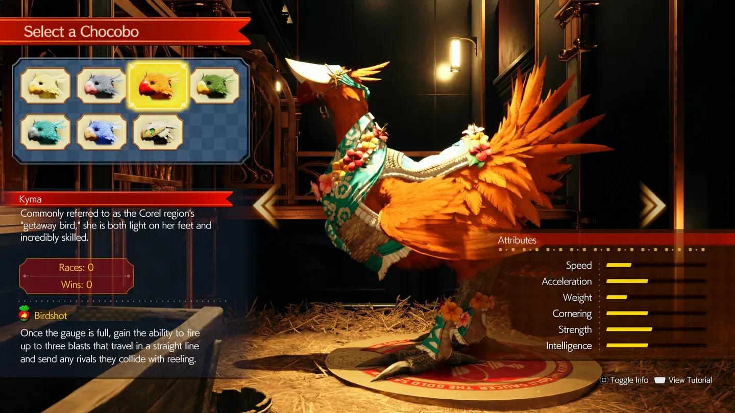 Rebirth's Chocobo racing menu