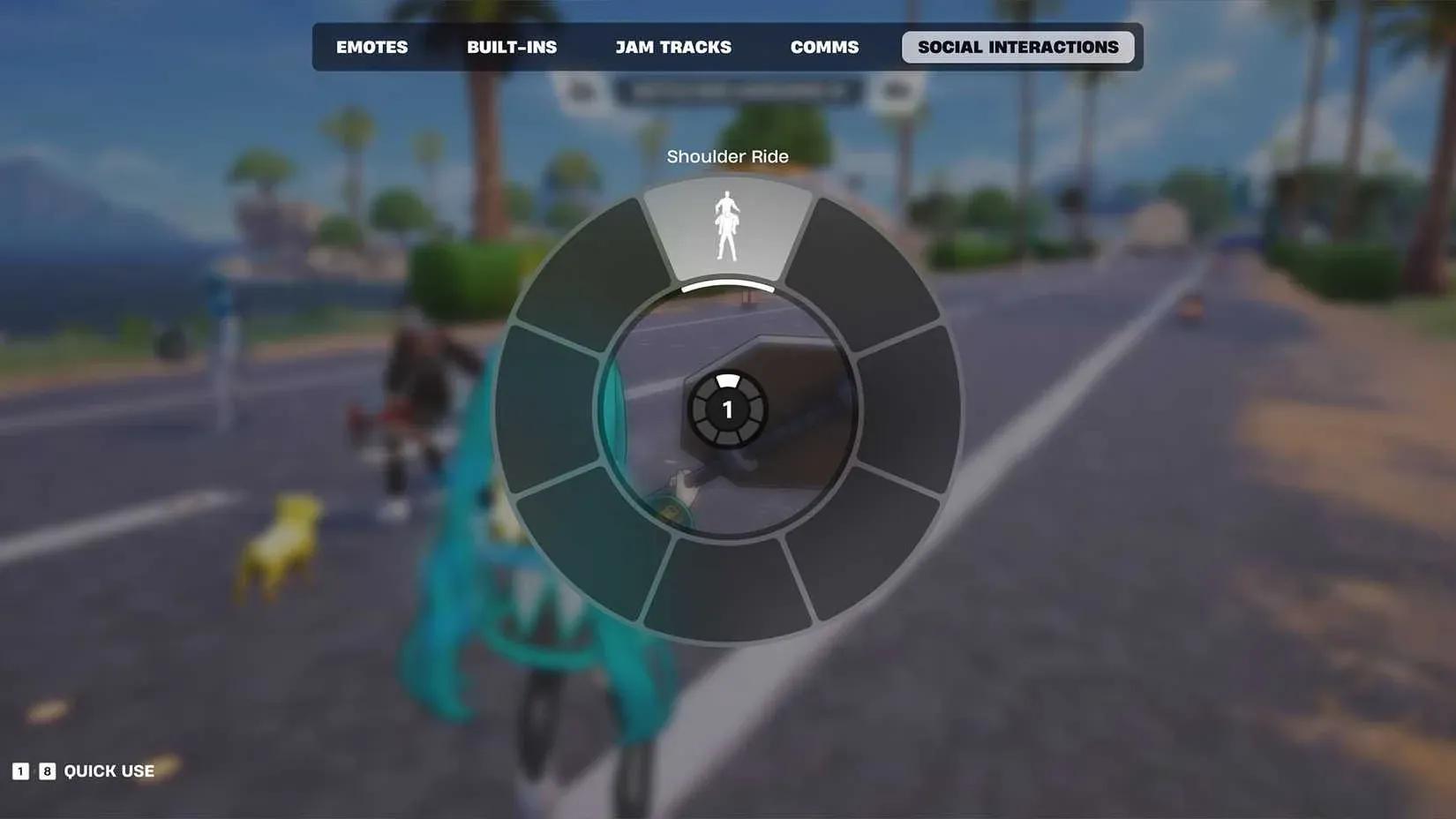 ride on a player's shoulders in Fortnite