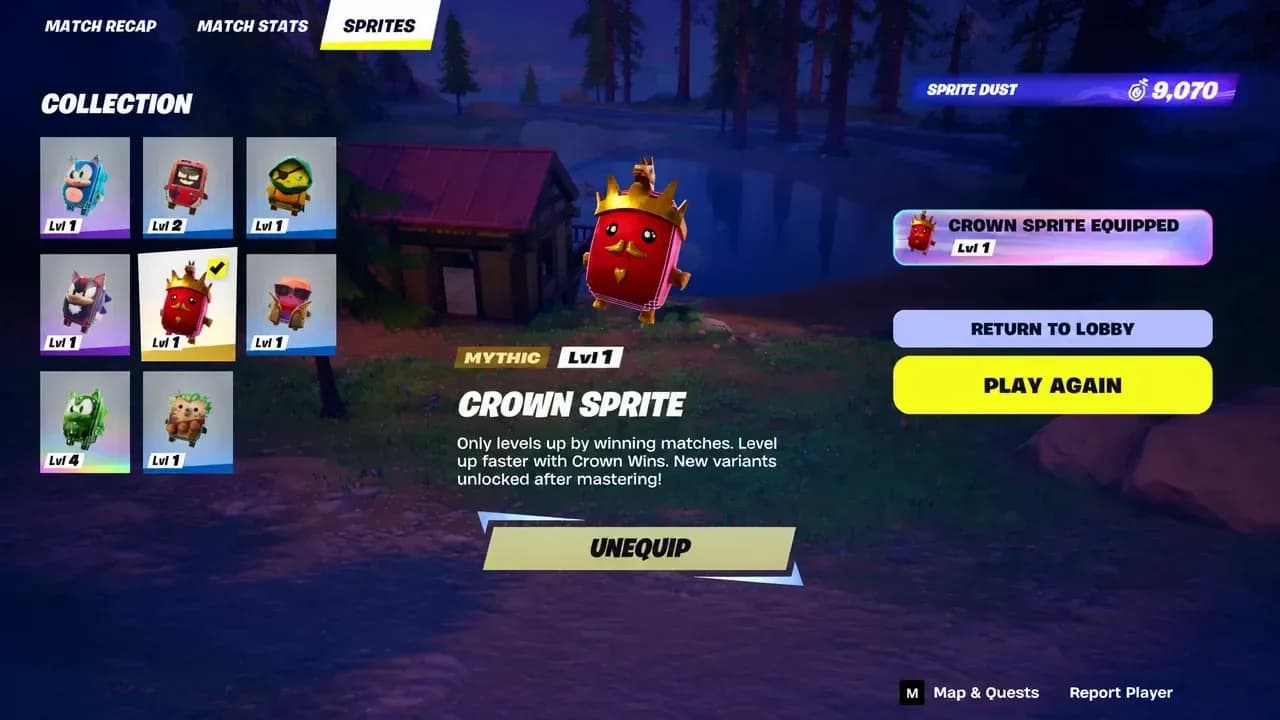 Crown Sprite unlocks on win