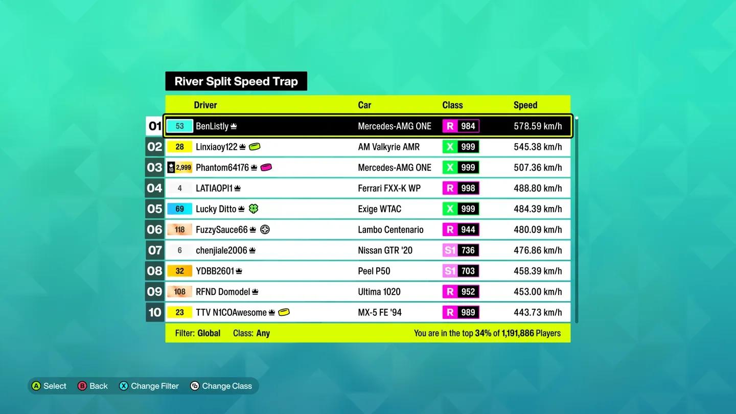 Drivatar results screen FH6