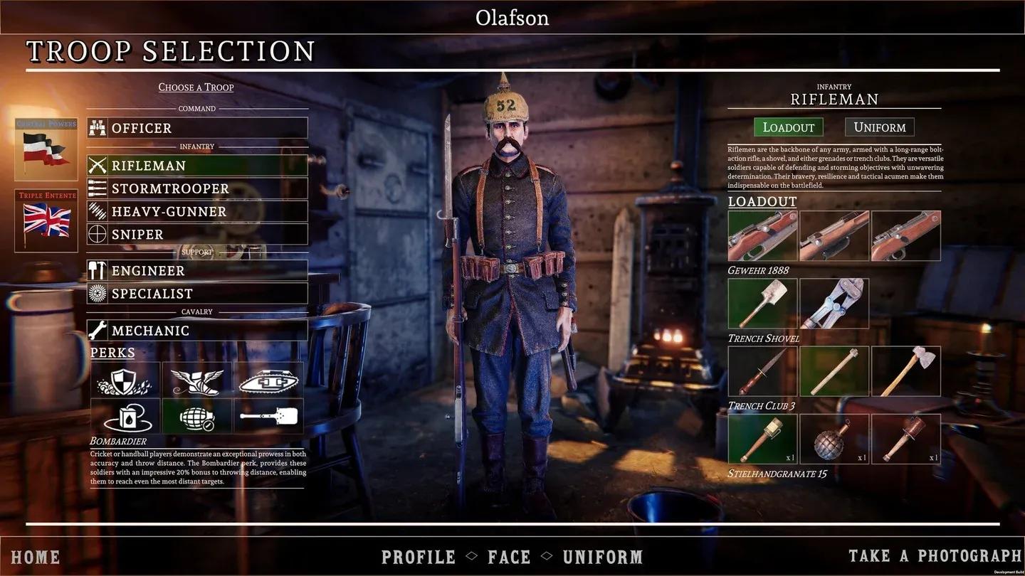 Rifleman class loadout screen