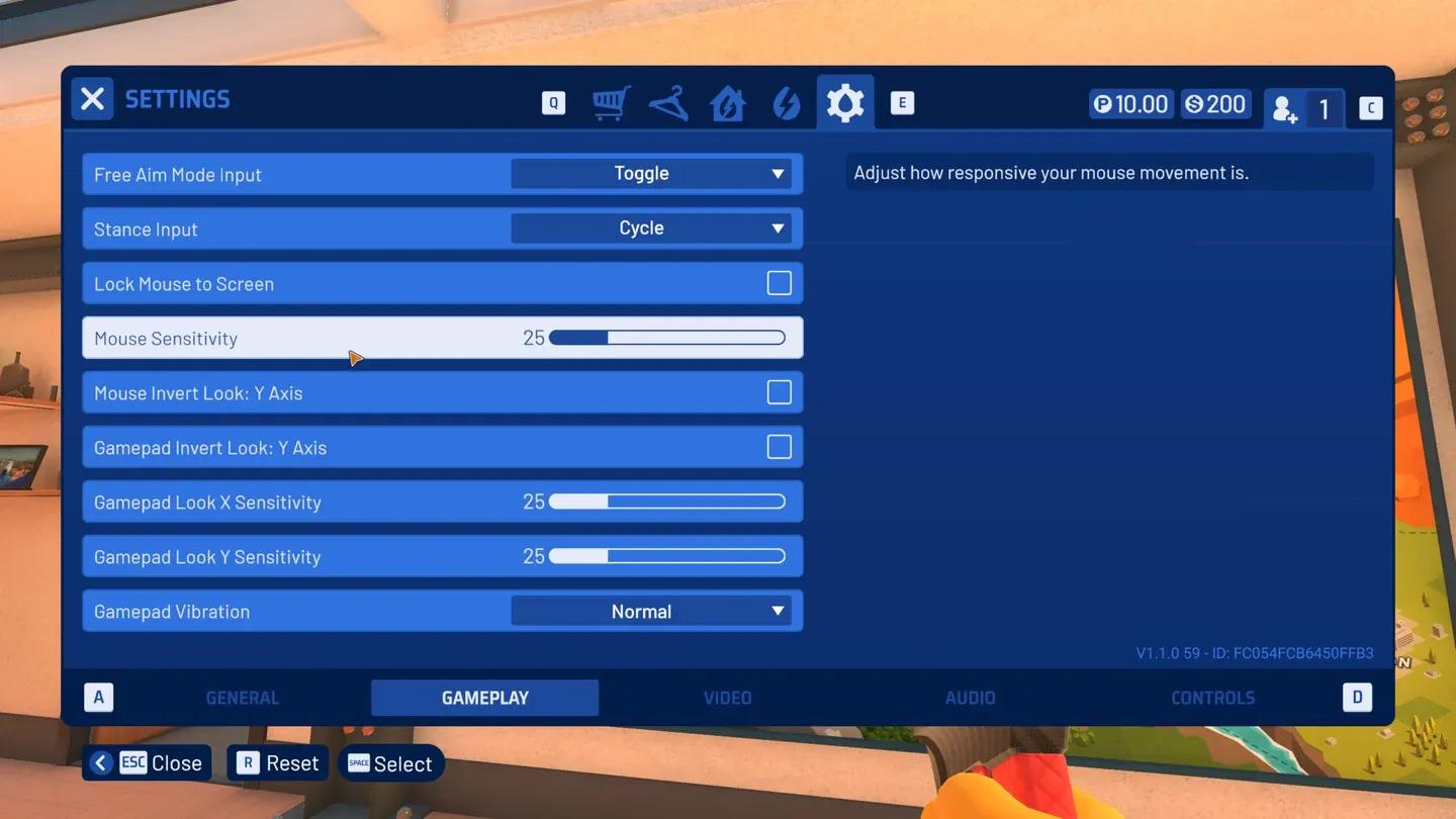 In-game graphics settings panel