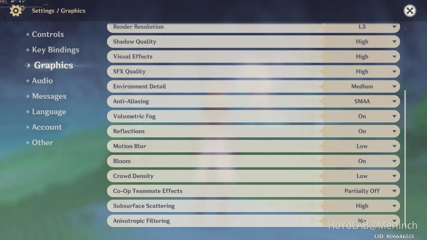 Configuración de cuenta dentro del juego