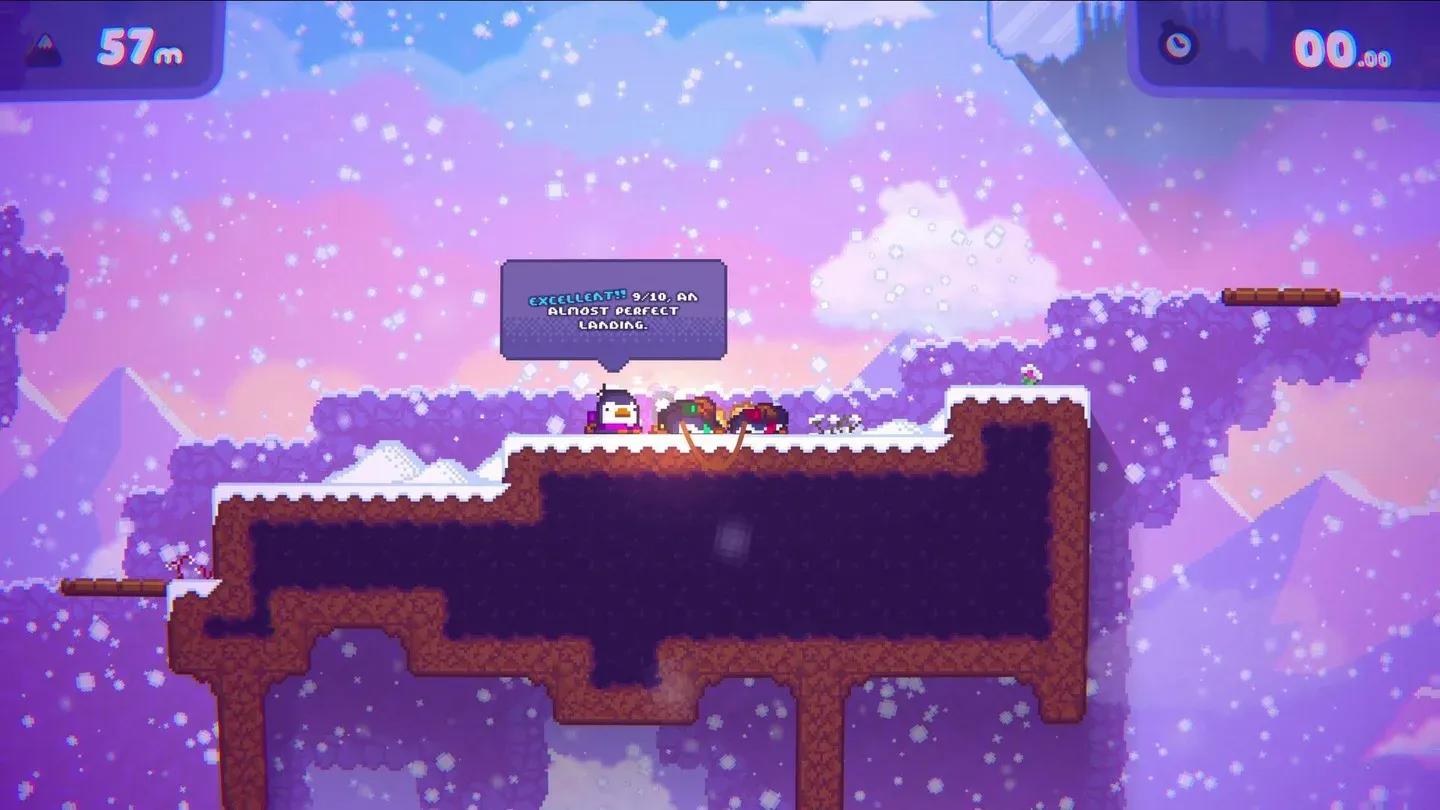 Two penguins crossing a snowy level in Bread and Fred