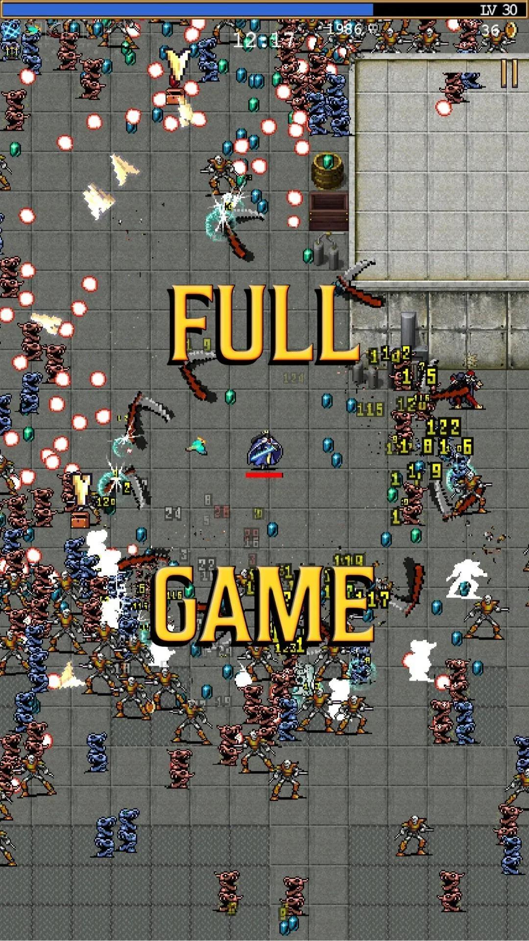 Vampire Survivors official iPhone image showing gameplay and the words Full Game