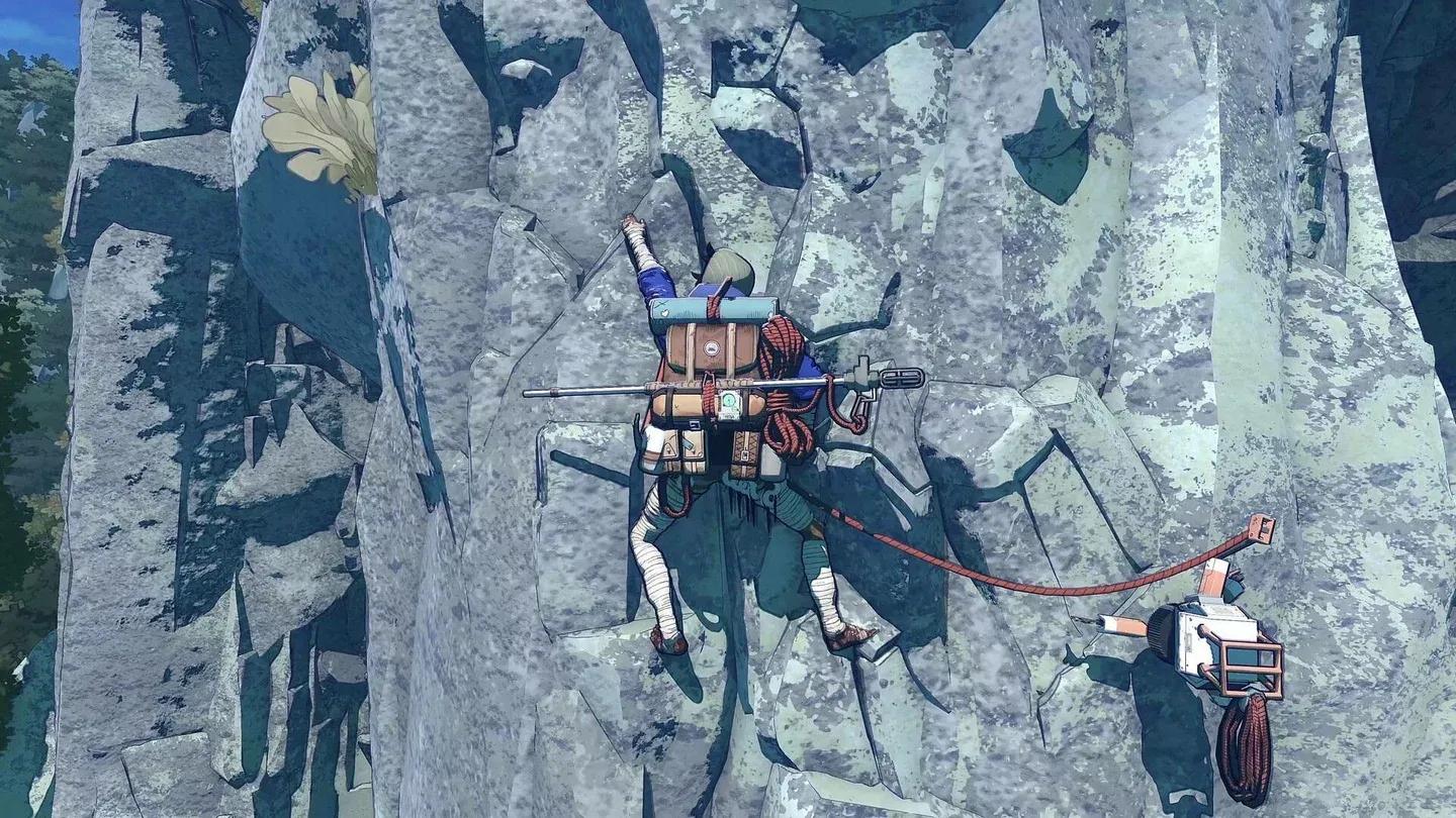 A climber ascending a cliff in Cairn