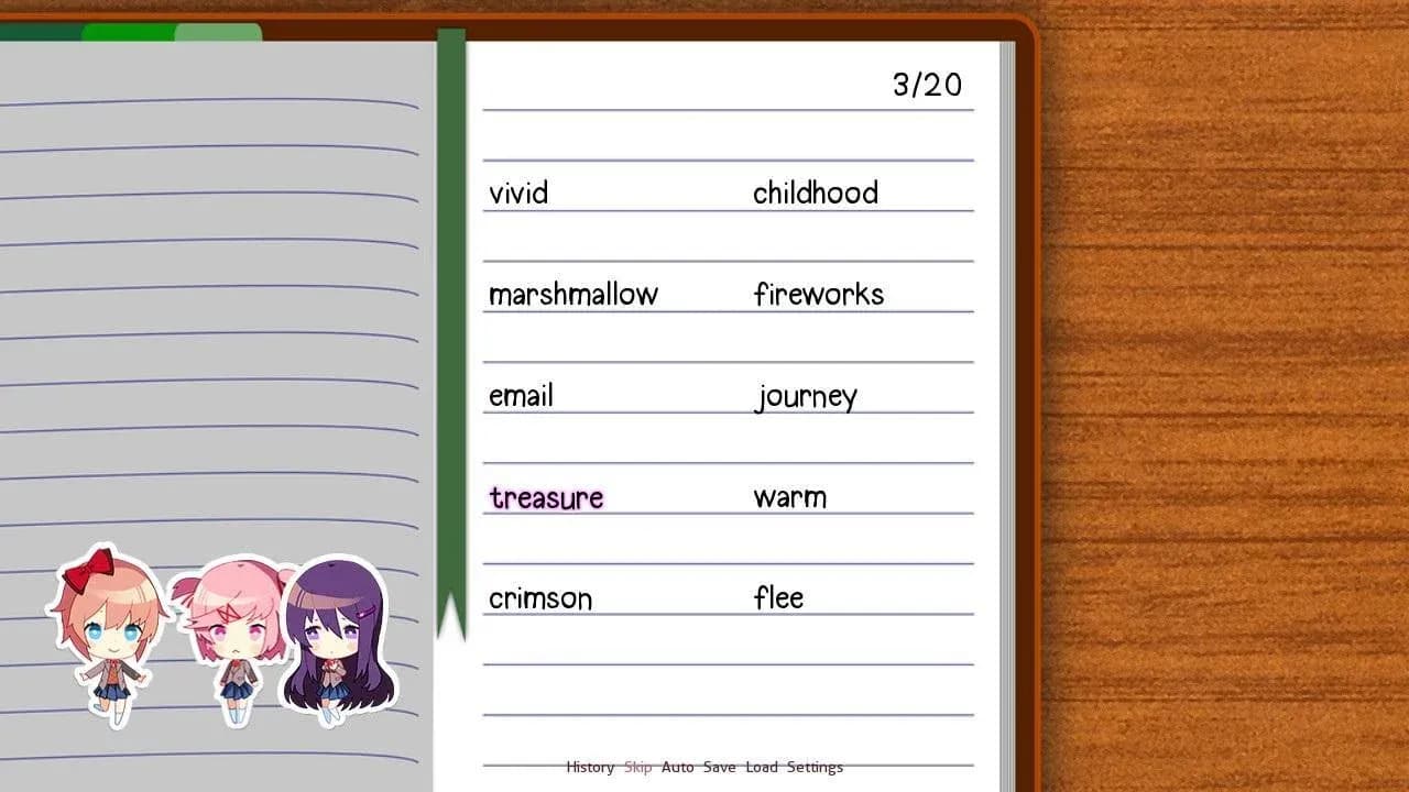 Visual novel dialogue in Doki Doki Literature Club