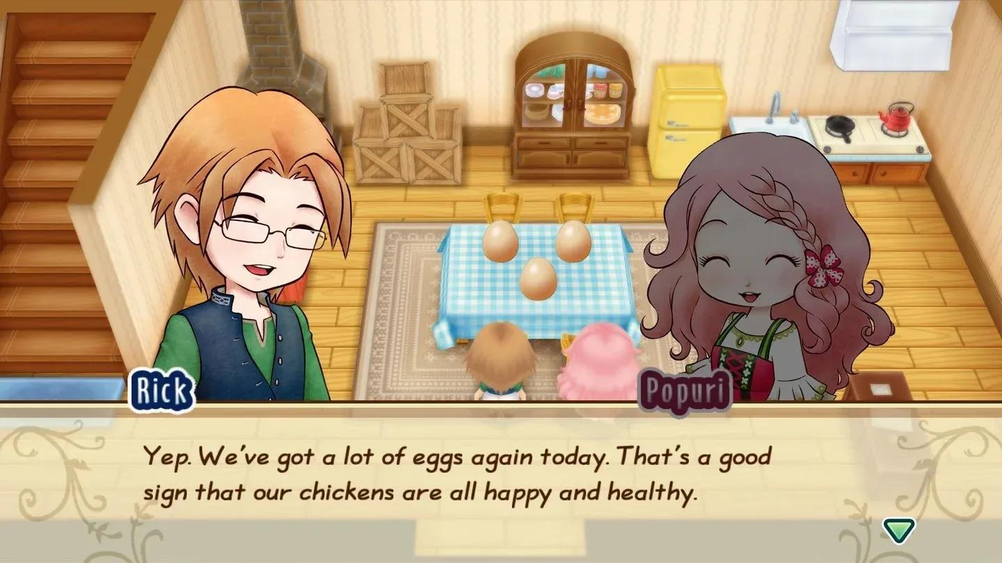 Characters talking in Story of Seasons Friends of Mineral Town