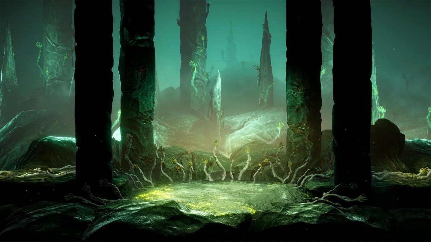 Grime II surreal in-game environment with grotesque creature design