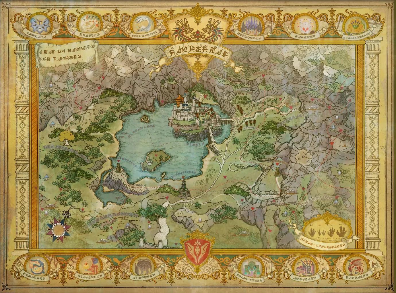 Concept art ufficiale della mappa Ranger da Monster Hunter Stories 3 Twisted Reflection