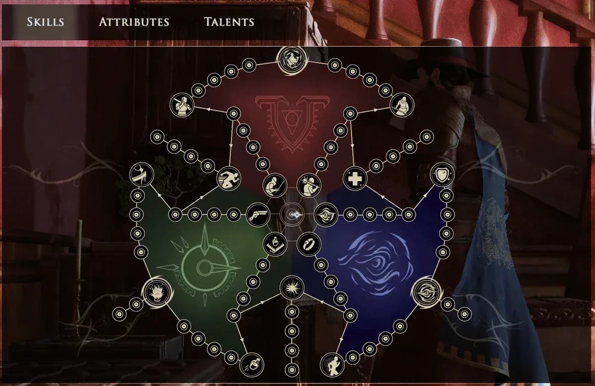 Vista general de los caminos del árbol de habilidades