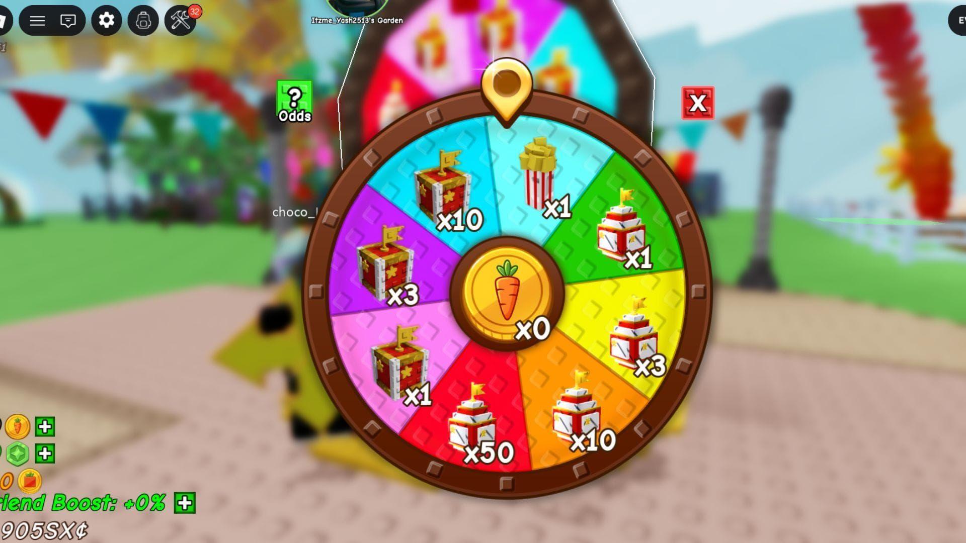 Carnival reward wheel interface