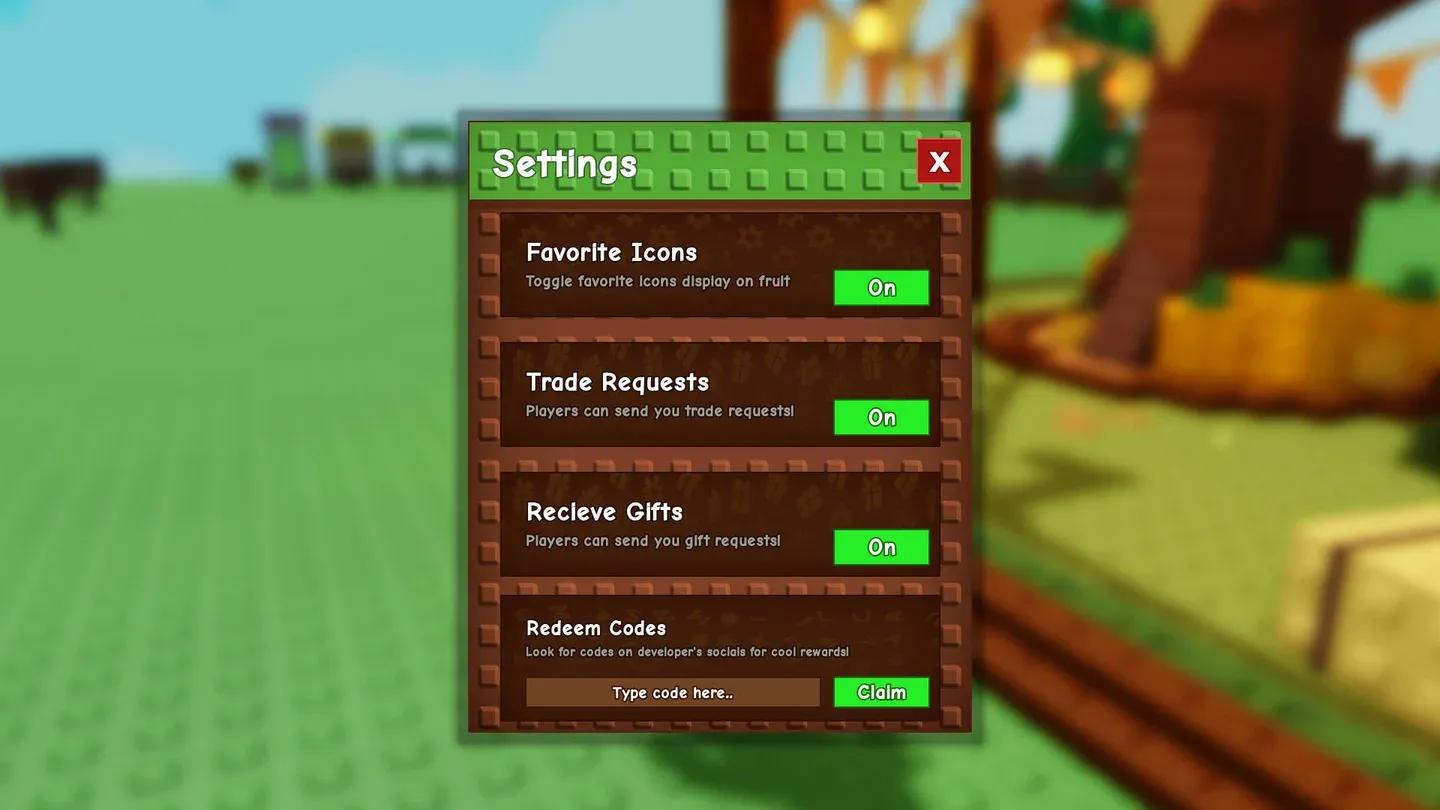 Scroll to find Redeem Codes