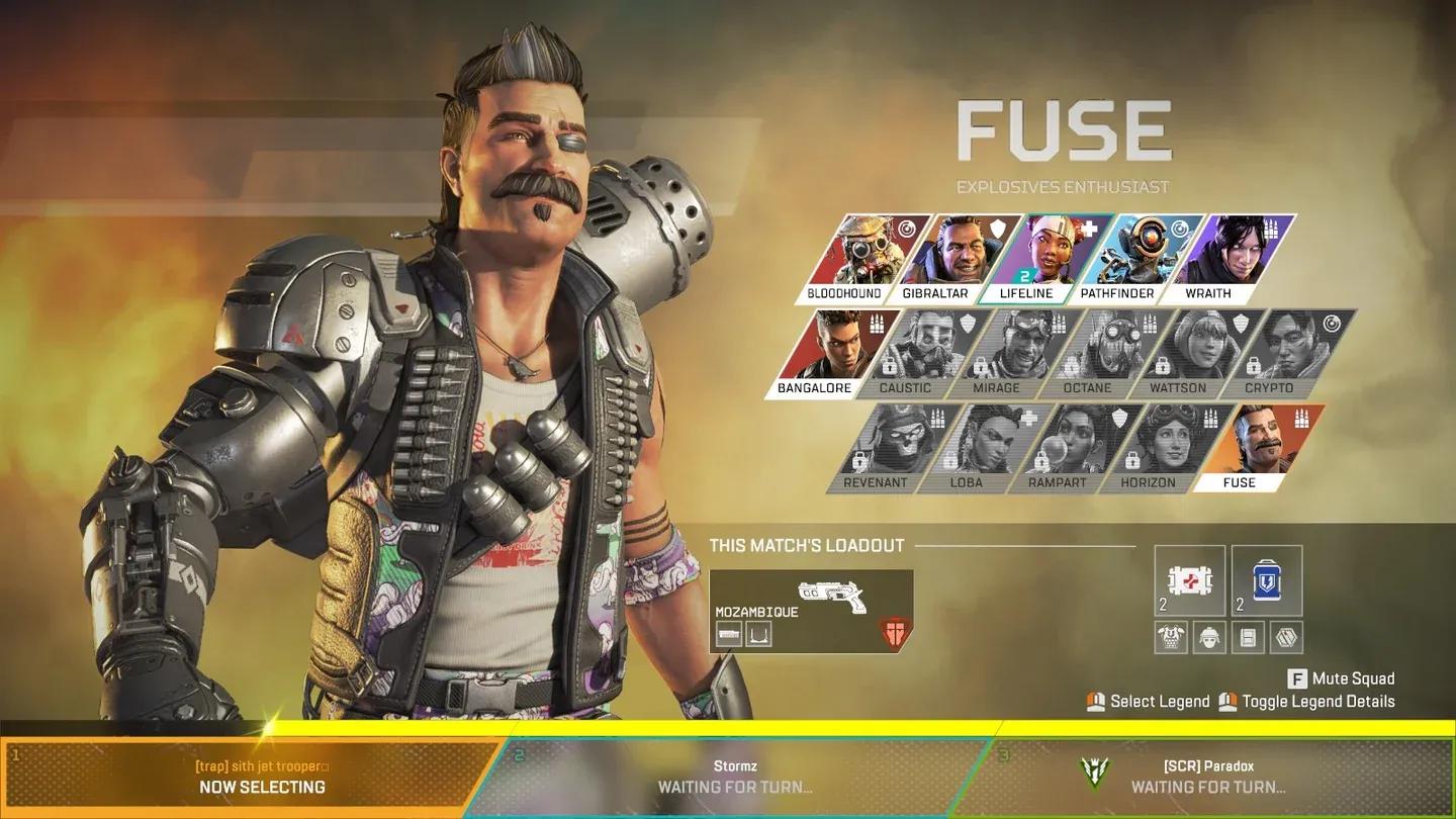 Fuse character select screen
