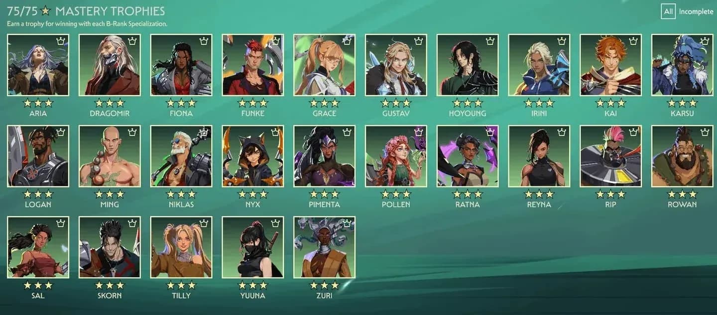 Guildrun's full hero roster