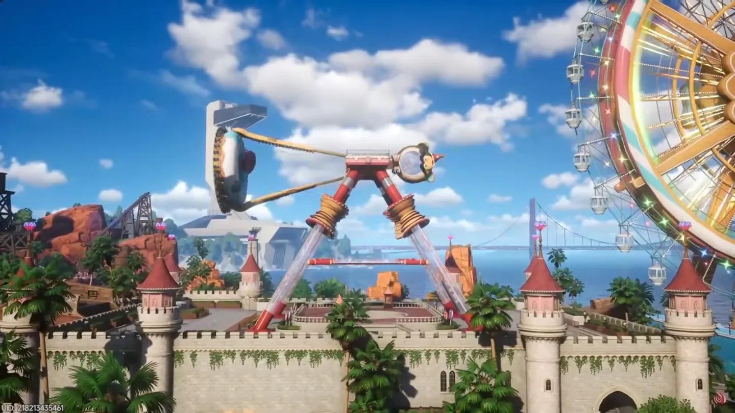 Pukaland four-zone theme park with rides and minigames in NTE Version 1.4