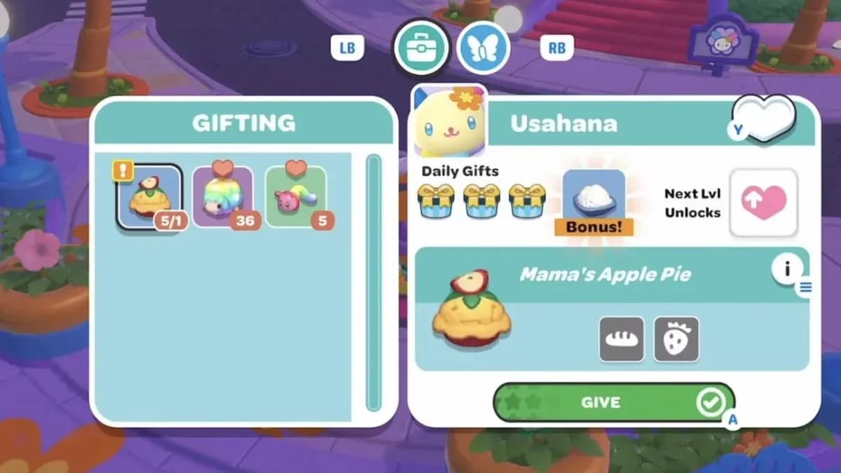 ウサハナのフレンドシップギフト画面