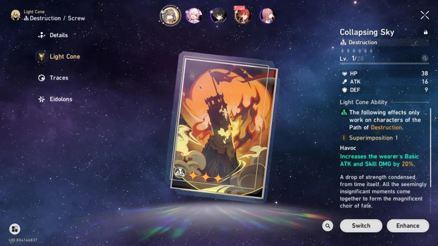 Light Cone selection for Evanescia