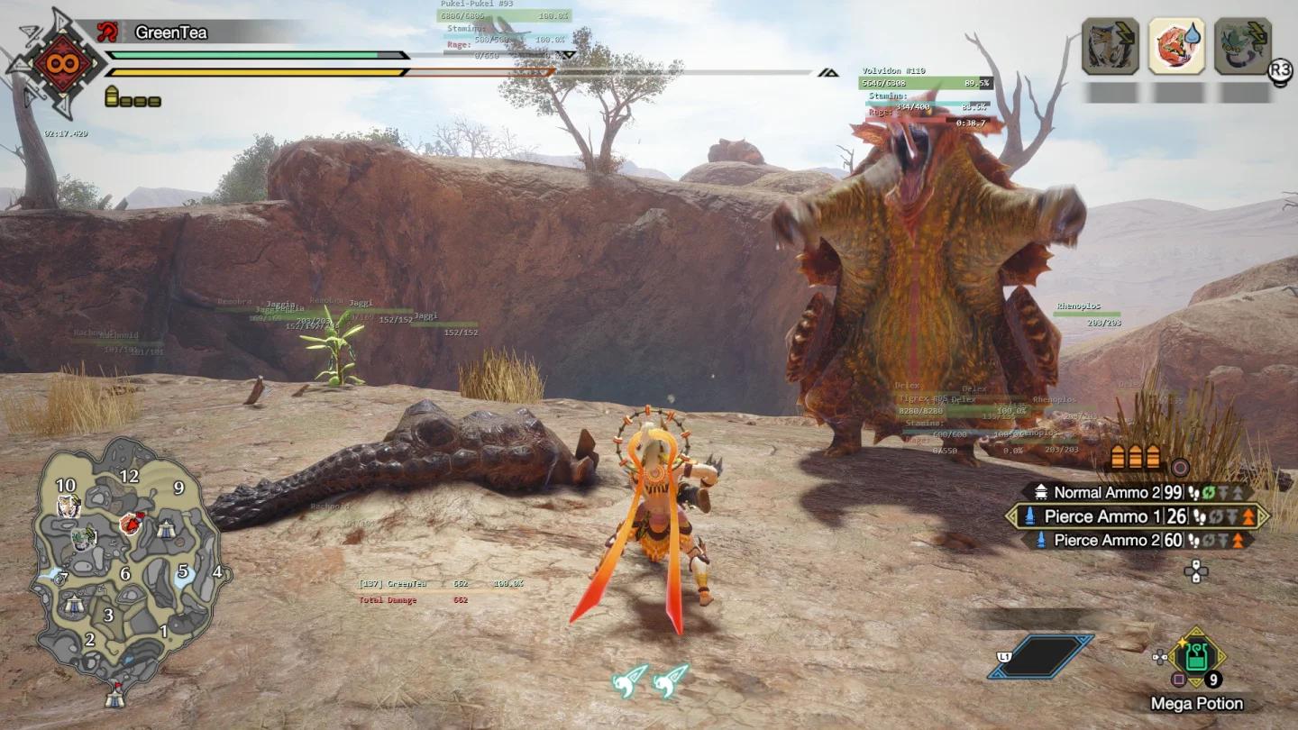 Skull icon beside the target monster on the lower-left minimap