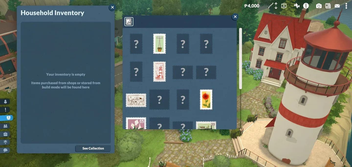 Stamp collection progress screen