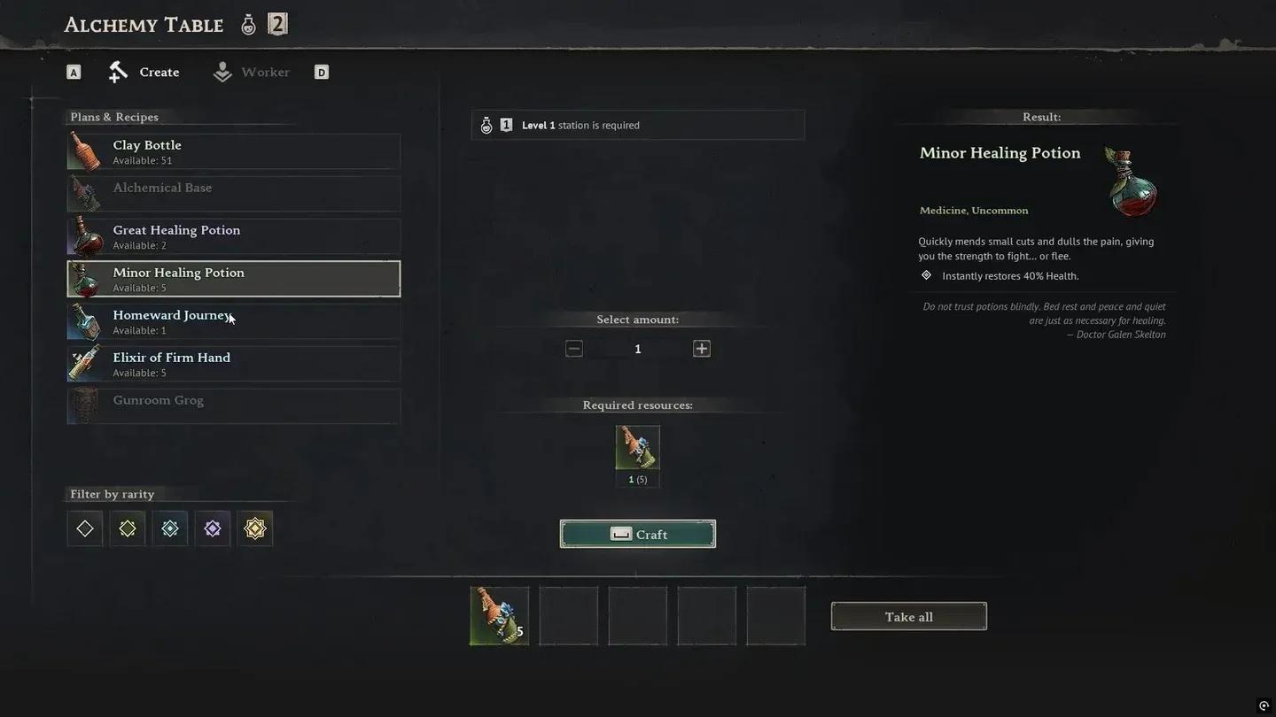 Bandage recipe at the Workbench