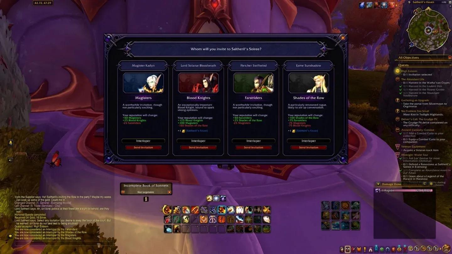 Soiree faction selection screen