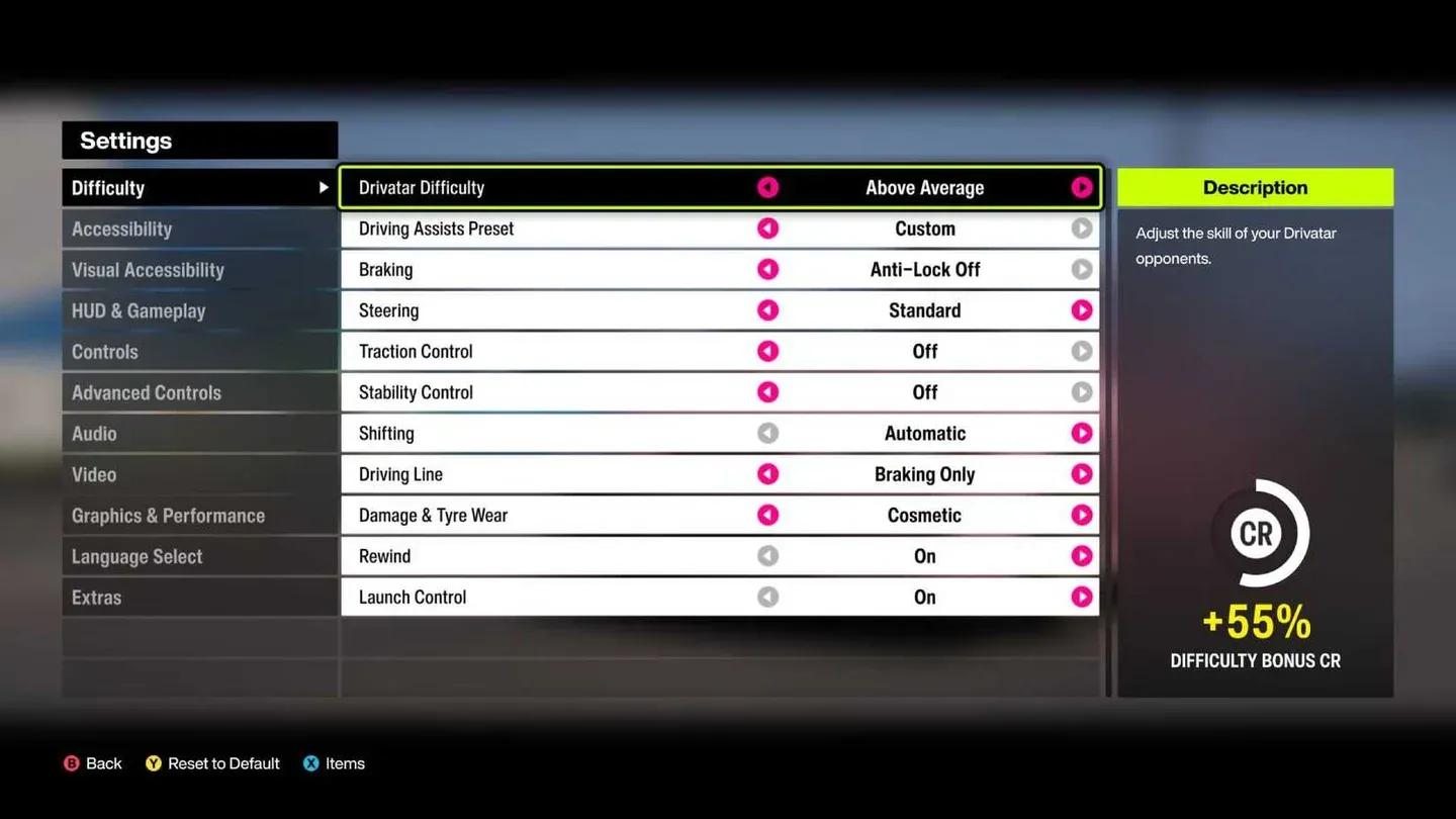 Difficulty settings and credit bonuses