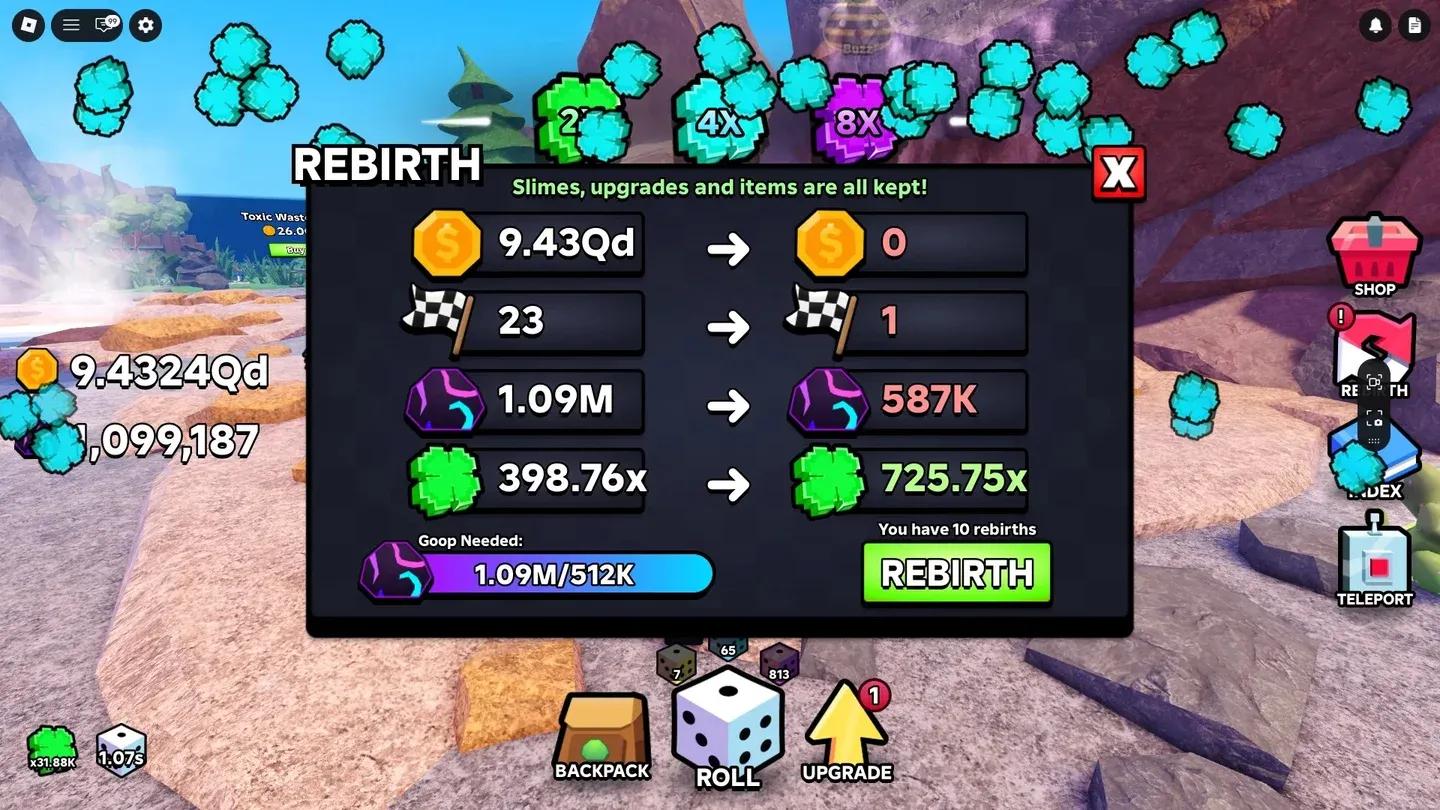 Rebirth progress screen