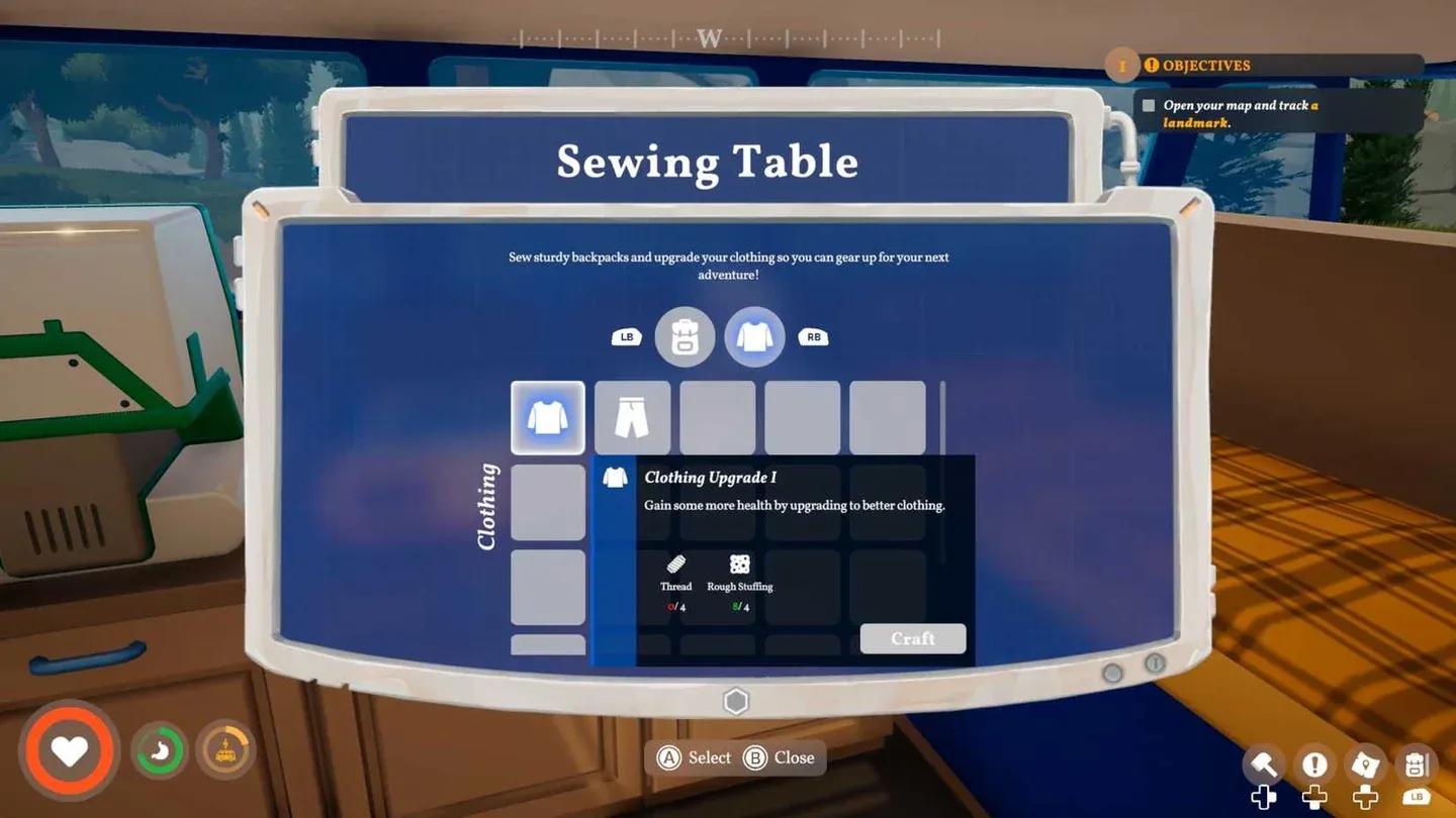 Sewing Table clothing upgrade recipes