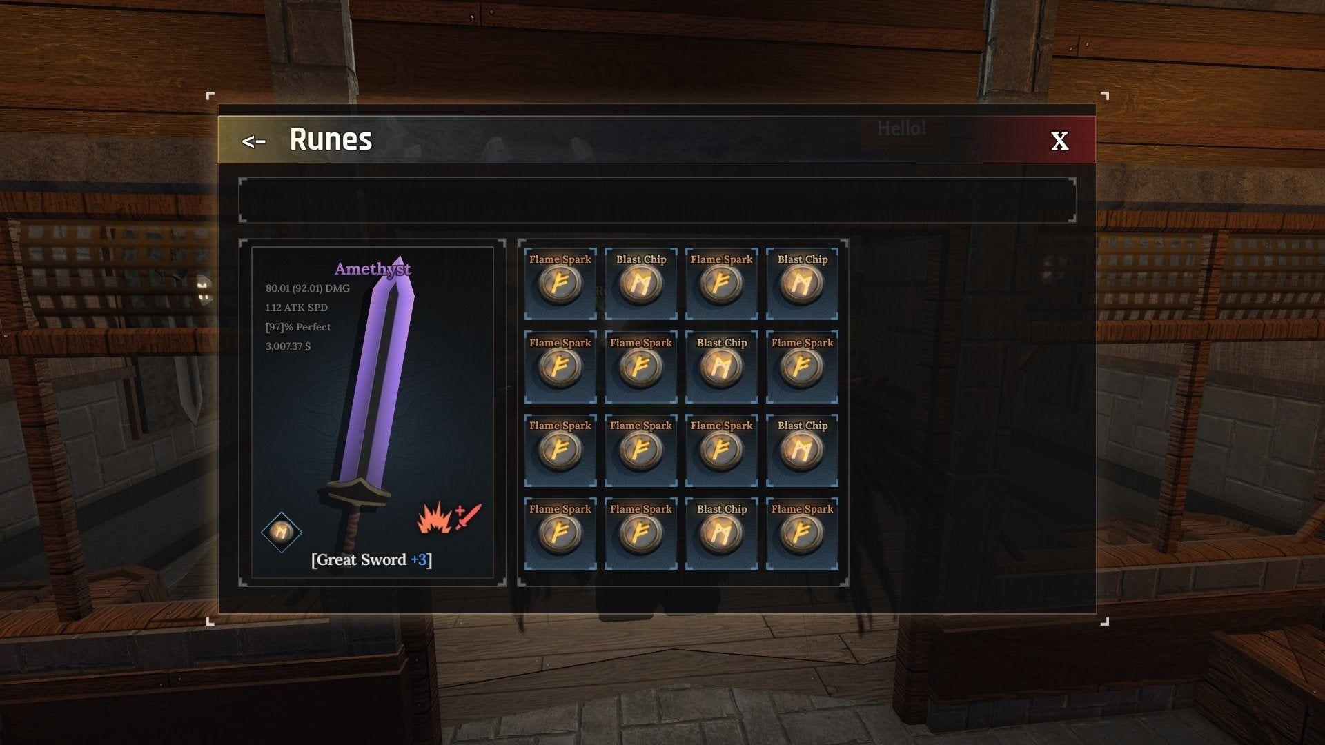 Armor rune socket interface