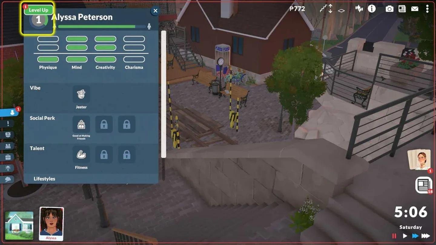 Personality upgrade selection screen