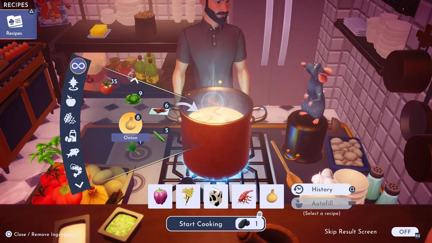 Selecting pumpkin at the cooking pot