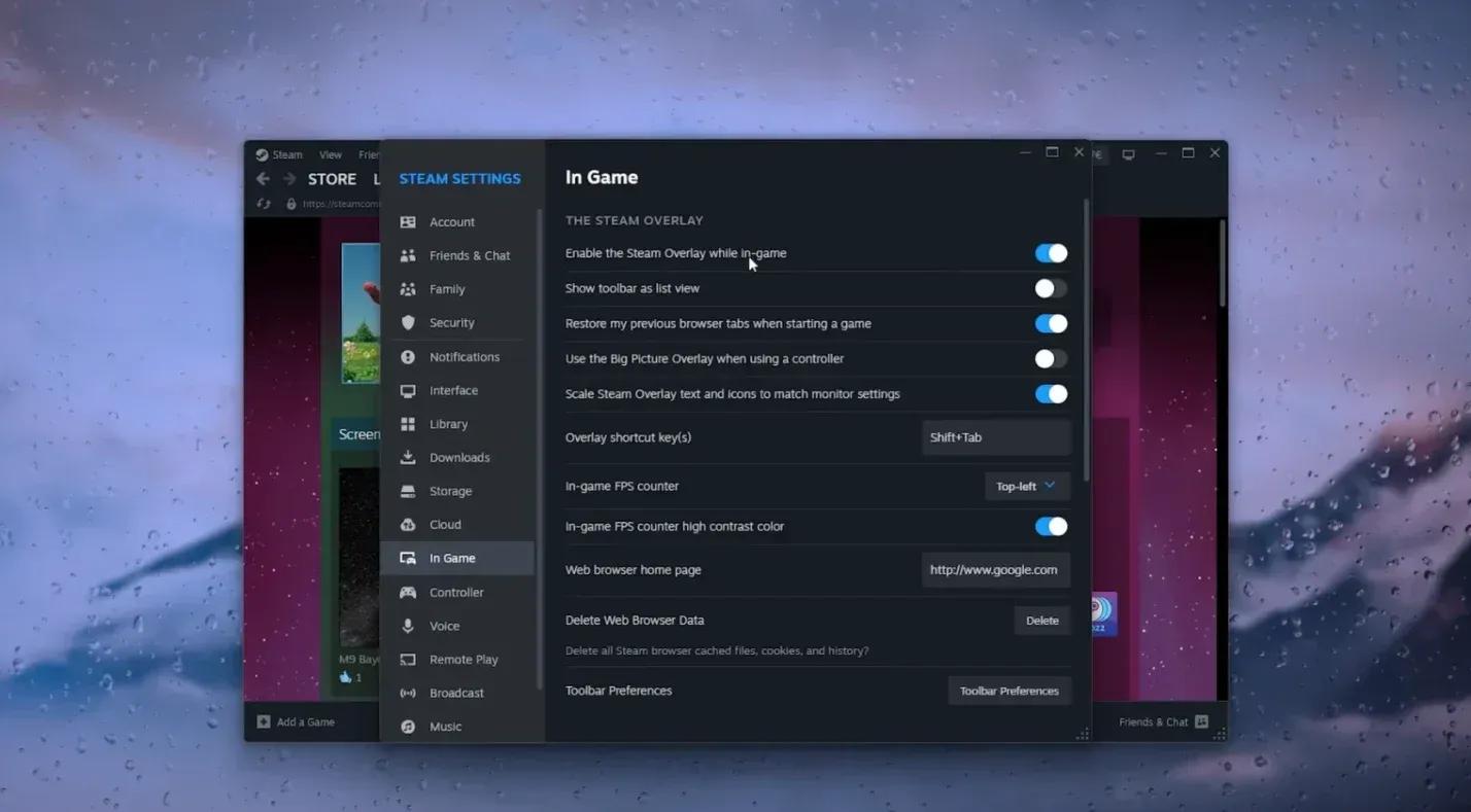 Steam overlay disable setting