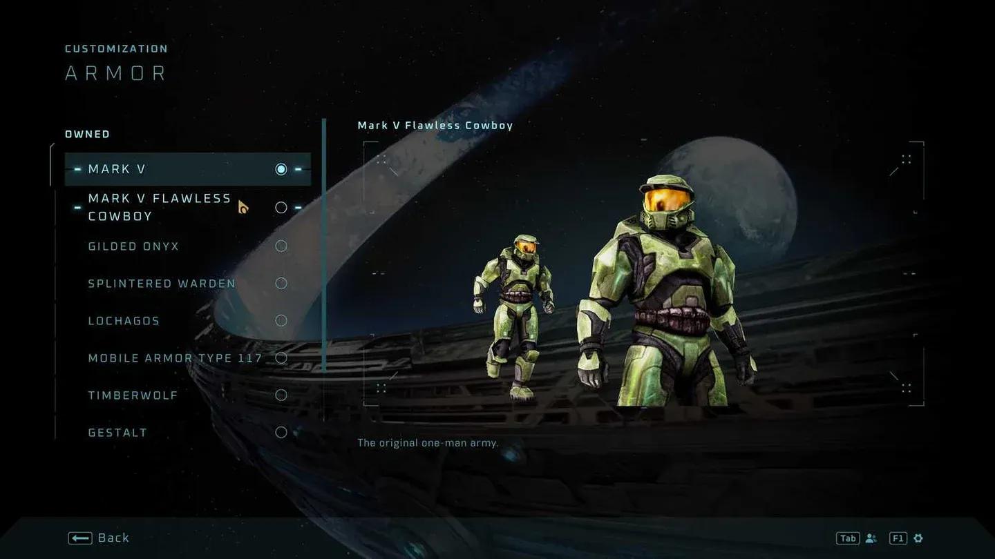 Mark V style in armor menu