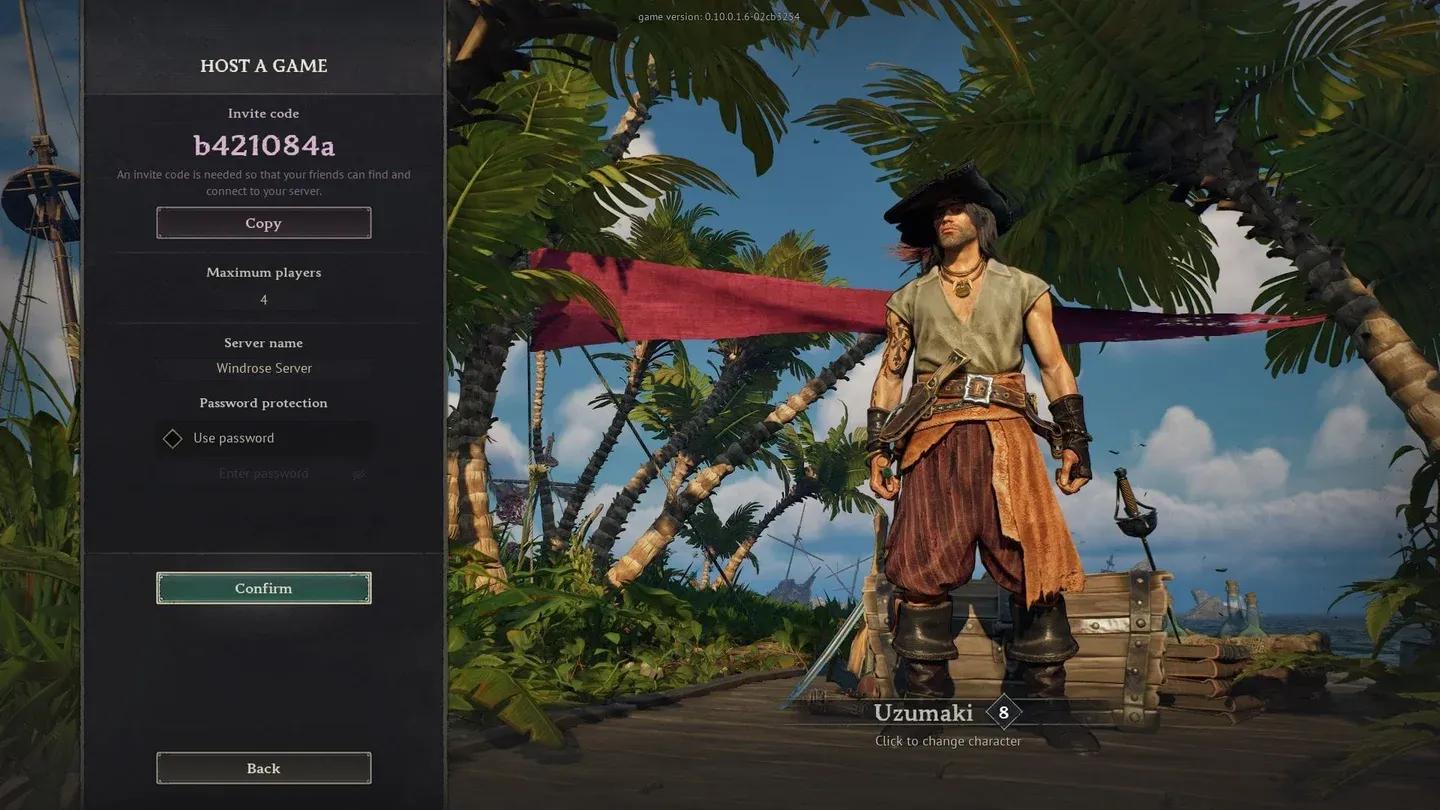 Windrose server creation screen